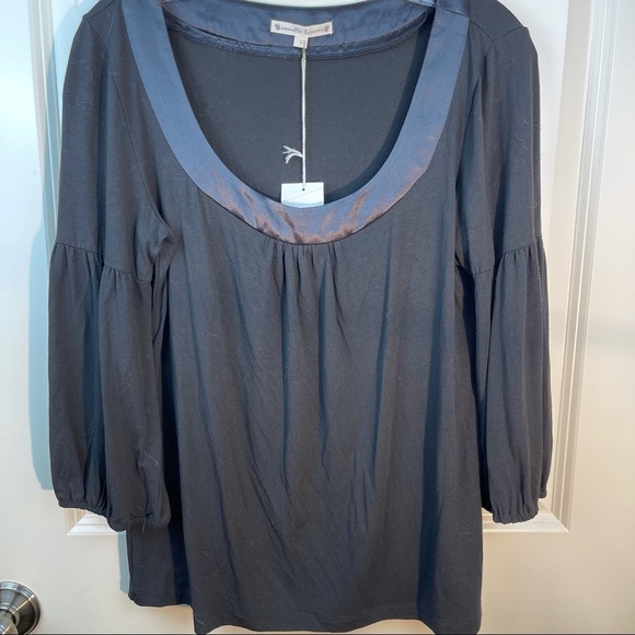 Nanette Lepore Rhythm and Blue Top Black Silk Neck L - Picture 3 of 13